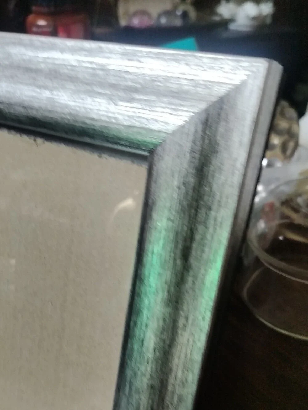 Neutral Wood-Textured Brush Silver Picture Frame